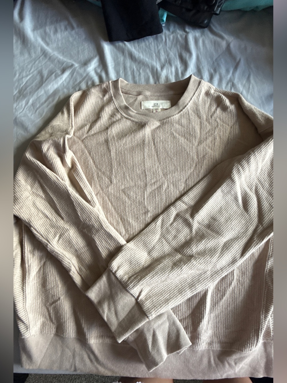 Thread & Supply Long Sleeve Ribbed Top in Light Beige